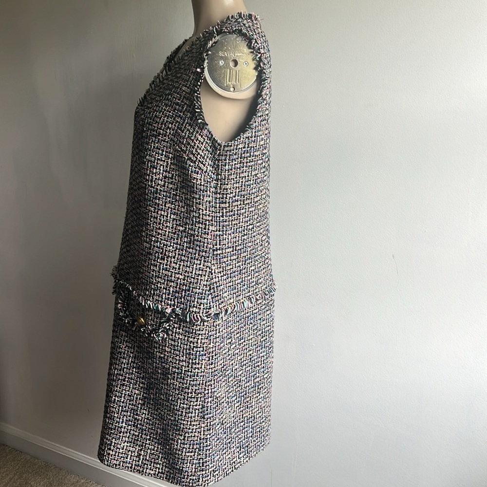 J. Crew Black and White Tweed Sleeveless Shift Dress - Picture 6 of 9